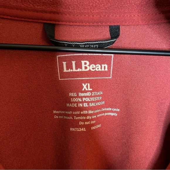 L.L.Bean Midweight Base Layer 1/4 Zip Rust Red Polyester Active Sweater Size XL - Picture 5 of 6